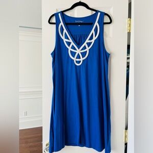 Lilly Pulitzer Blue Tank Dress with White Trim Size XL- Gently Used